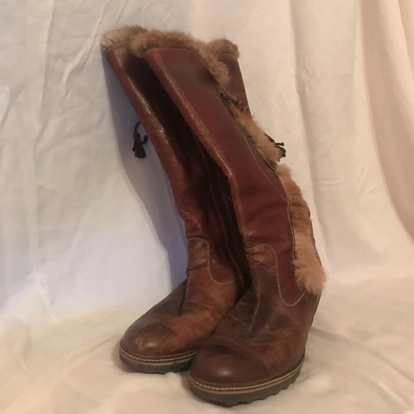 Brown Nine West boots with faux fur - Picture 2 of 4